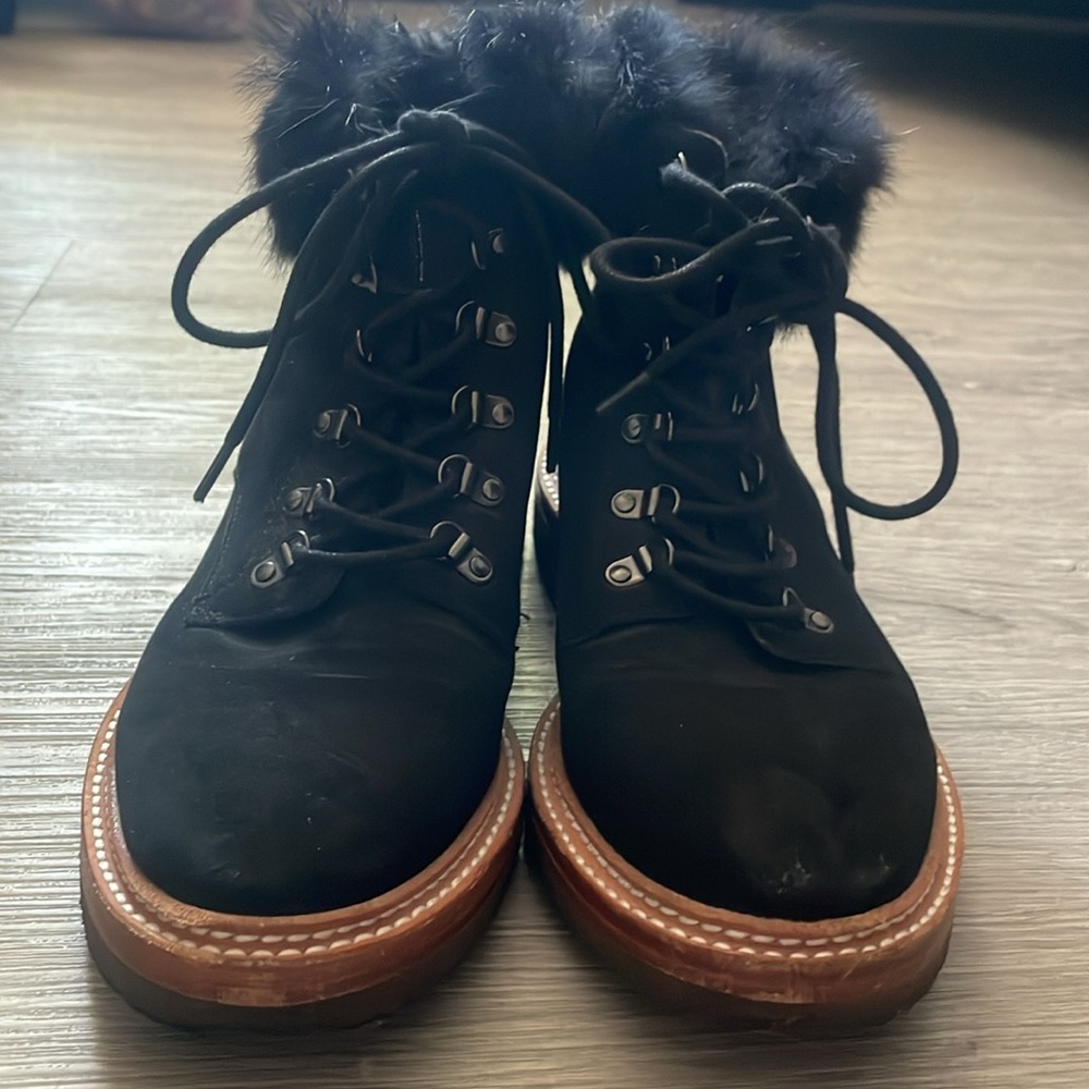 Botkier Women’s Black Suede Winter Fur Trimmed Boots Size 8 - Picture 4 of 13